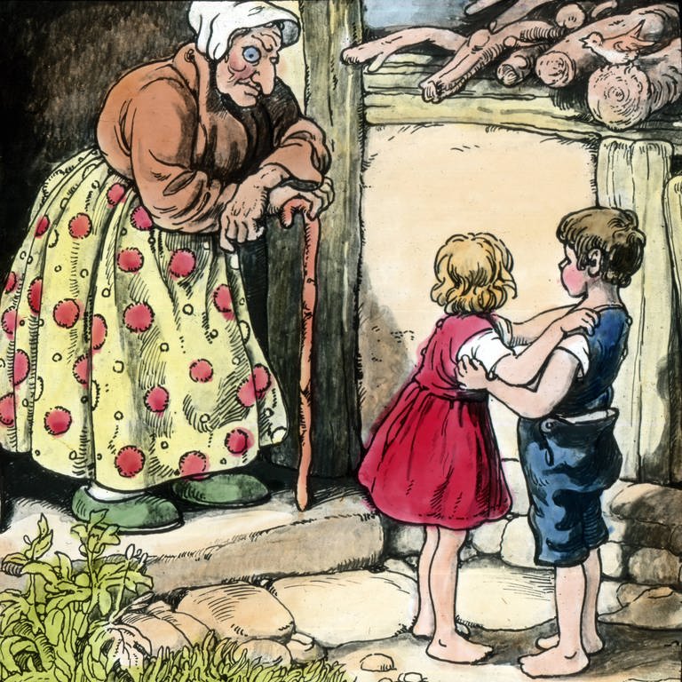Eine Zeichnung aus dem Märchen "Hänsel und Gretel"