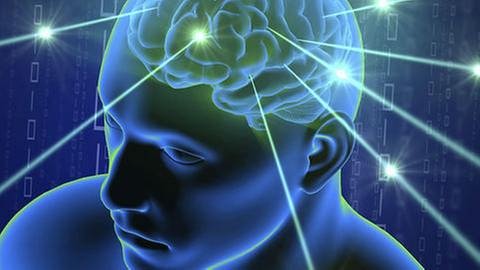 Darstellung eines Menschenkopfes. Das Gehirn sendet Strahlen aus. (Foto: Getty Images, Thinkstock -)