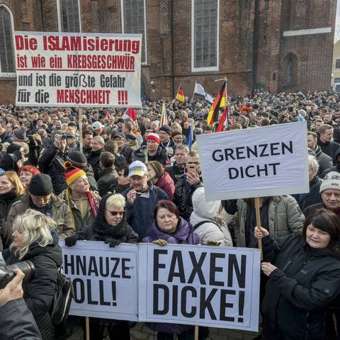 Anti-Asyl Demo in Cottbus 2018: Wie weit darf Meinungsfreiheit gehen? (Foto: IMAGO, imago/Rainer Weisflog)