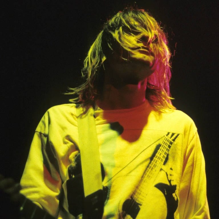 Kurt Cobain 1991 bei einem Nirvana-Konzert in London