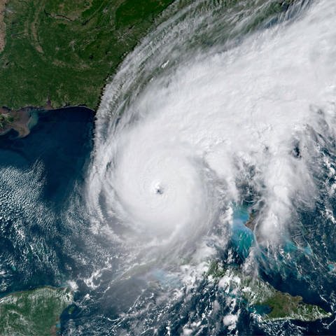 Ein Satellitenbild auf den Hurrikan Ian in Florida, mit Augenwand.  (Foto: IMAGO, IMAGO / ZUMA Wire)