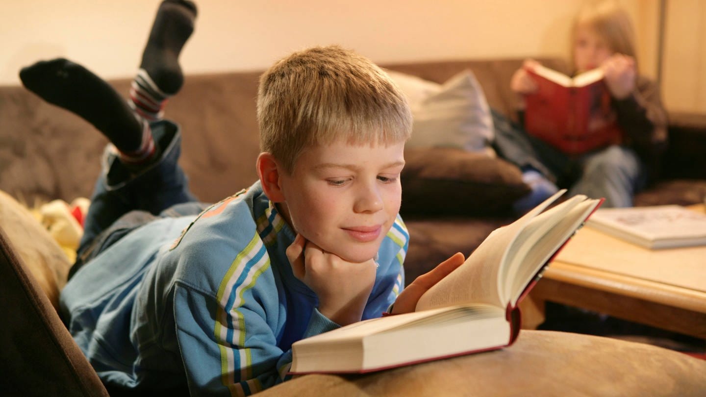 Zwei Jungen lesen auf dem Sofa Bücher: Viele Kinder lesen nicht gern – selbst, wenn ihnen zu Hause regelmäßig vorgelesen wurde. (Foto: picture-alliance / Reportdienste, picture alliance / imageBROKER | Jochen Tack)