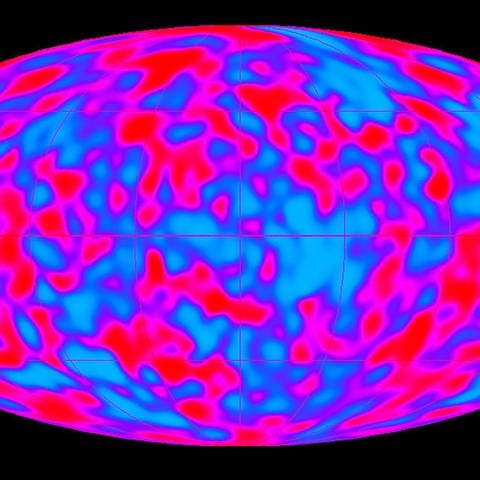 Das vom NASA-Satelliten «COBE» aufgenommene «Babybild» des Universums zeigt die feinen Temperaturschwankungen in der so genannten kosmischen Hintergrundstrahlung, dem «Echo des Urknalls», die als Saat der ersten Galaxien gelten (undatiertes Foto) (Foto: picture-alliance / Reportdienste, DB NASA)