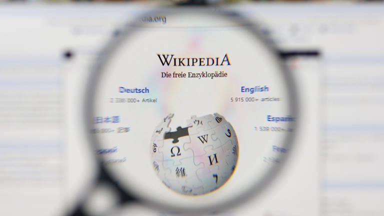 Wikipedia: Logo unter der Lupe (Foto: IMAGO, imago images / Future Image)
