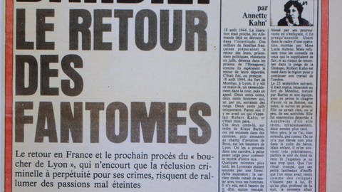Titelseite einer französischen Zeitung am Tag von Barbies Auslieferung 1983 (Foto: SWR, Rainer Volk)