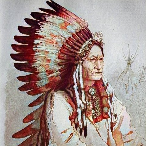 Sitting Bull, Sitzender Bulle, um 1831 - 15. Dezember 1890, war Stammeshäuptling und Medizinmann der Hunkpapa-Lakota-Sioux.