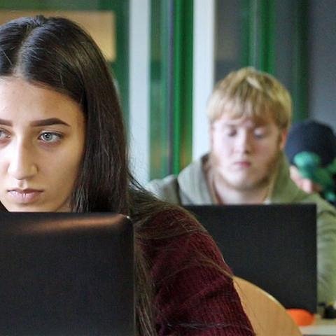 Eine Schülerin sitzt am Laptop (Foto: SWR, Model Foto: Colourbox.de -)