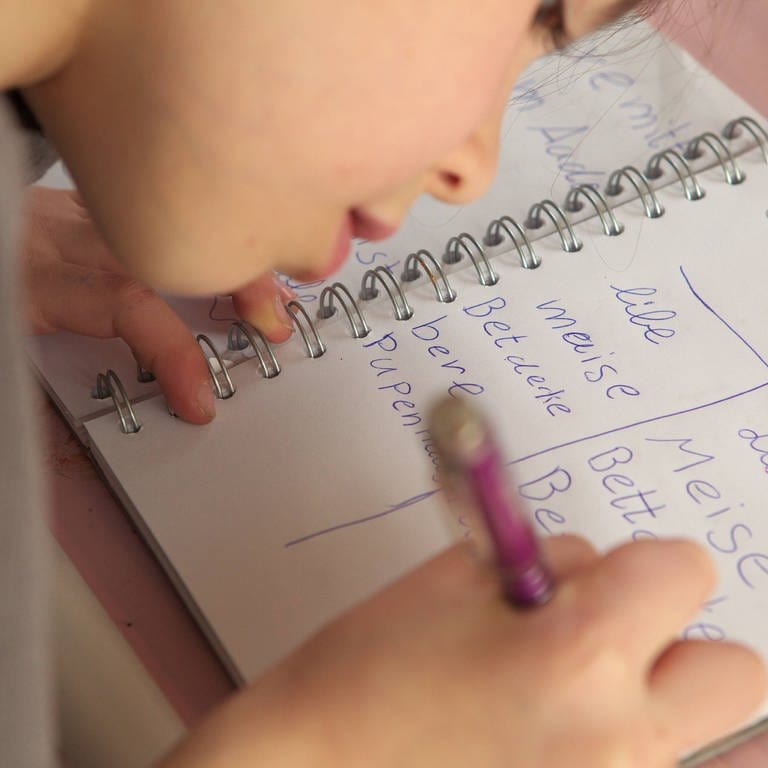 Eine Grundschülerin schreibt Wörter in ein Heft (Foto: IMAGO, JOKER)
