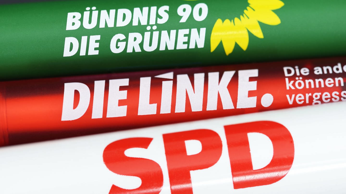 Kugelschreiber von: SPD, Bündnis 90/Die Grünen und Die Linke (Symbolfoto) (Foto: picture-alliance / Reportdienste, picture alliance/chromorange)
