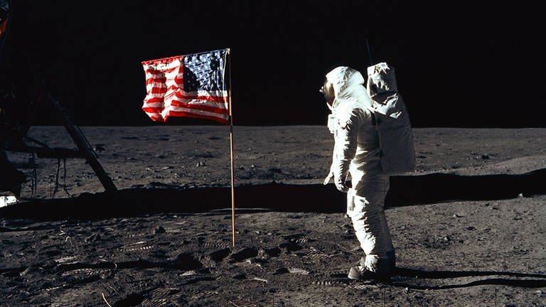 Astronaut Buzz Aldrinam 20. Juli 1969 auf dem Mond
