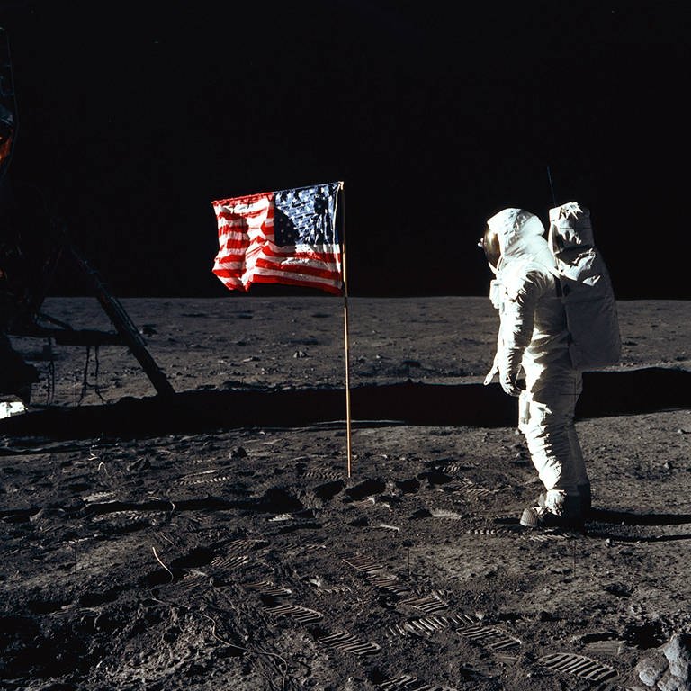 Astronaut Buzz Aldrinam 20. Juli 1969 auf dem Mond