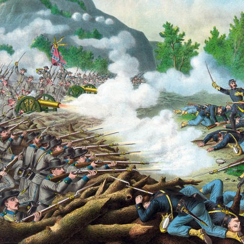 The American Civil war - The Battle of Kenesaw Mountain in 1864. It was the biggest frontal assault launch, started by the Union, against the Confederate army. Archivfoto