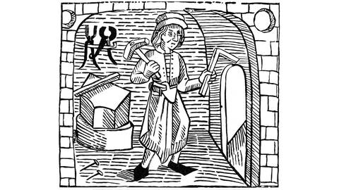 Illustration eines Schmieds im 15. Jahrhundert aus "A Short History of the English People" von John Richard Green 1893 (Foto: IMAGO, IMAGO / Heritage Images)
