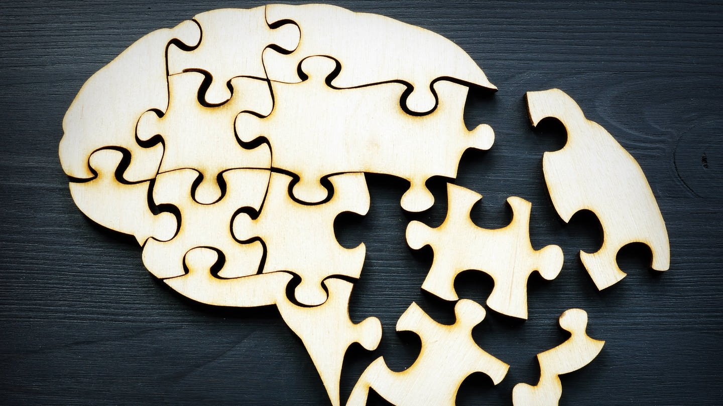 Eine Gehirnform aus Puzzles als Symbol für psychische Gesundheit und Gedächtnisprobleme. (Foto: IMAGO, IMAGO / YAY Images)