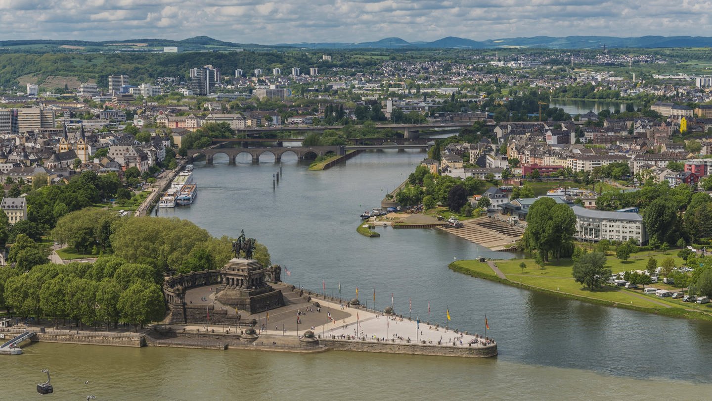 Deutsches Eck, Zusammenfluss von Rhein und Mosel (Foto: IMAGO, IMAGO / imagebroker)
