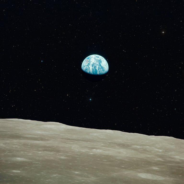Apollo 8 Mission - Earthrise. Eins der ersten Bilder von der Erde aus dem All.