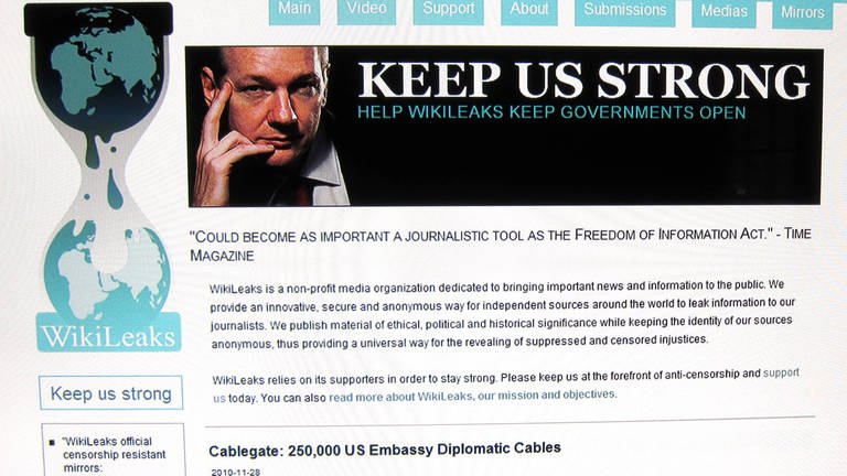 Die Wikileaks-Webseite zeigt den Wikileaks-Gründer Julian Assange am 5. Dezember 2010