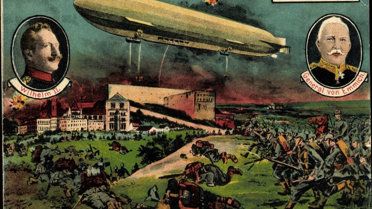 Deutsche Postkarte von Lüttich nach der Eroberung im August 1914