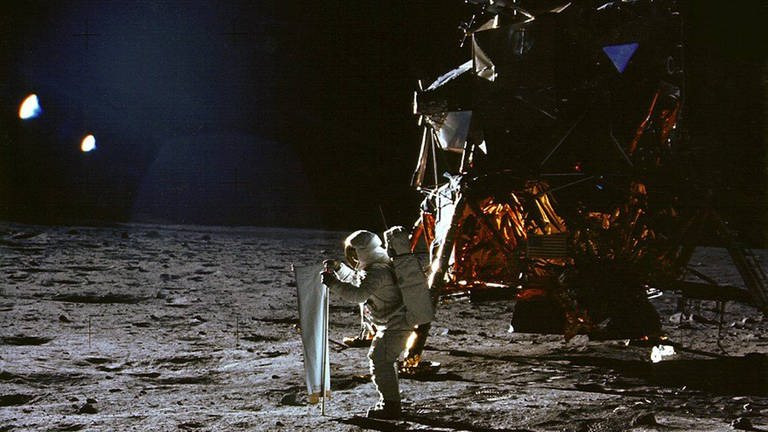 Mission Apollo 11: Astronaut Edwin "Buzz" Aldrin auf dem Mond am 20.7.1969 