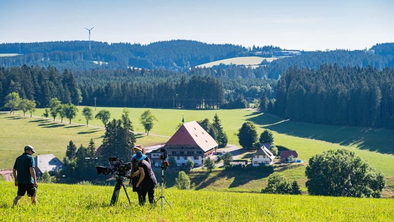 Im Hintergrund ist das Faller Haus im Schwarzwald zu sehen (Foto: SWR, Christian Koch)