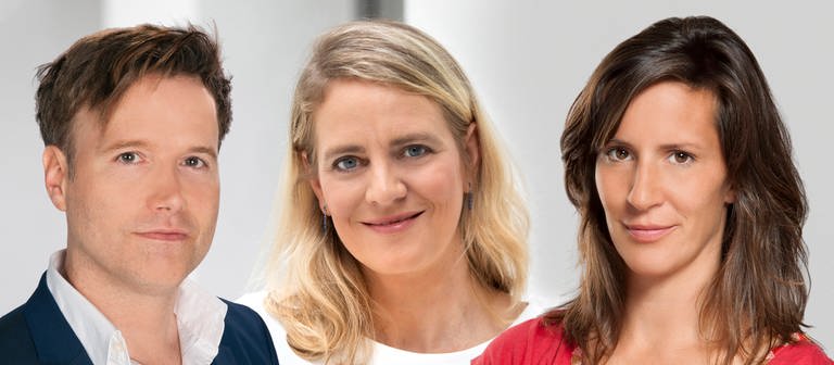 Die Podcast Macher:innen v. li. Gtz Bolten (WDR, Katharina Dufner (SWR) und Su Holder (rbb)