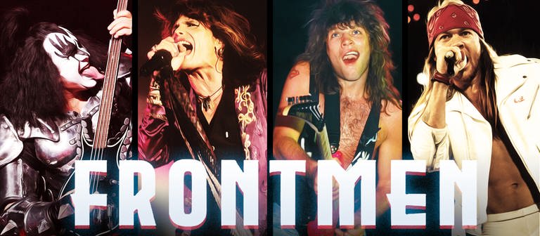  Gene Simmons (KISS), Steven Tyler (Aerosmith), Jon Bon Jovi (Bon Jovi) und Axl Rose (Guns’n’Roses).