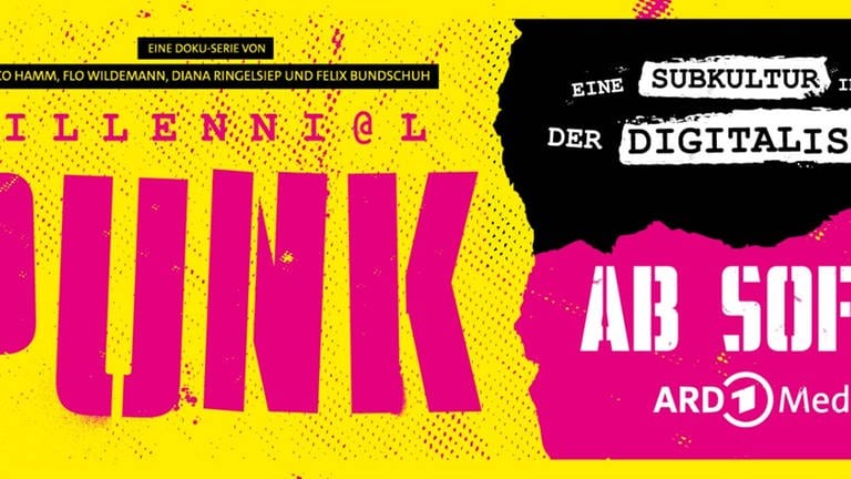 Banner zur Ankündigung "Millennial Punk" - ab sofort in der ARD Mediathek