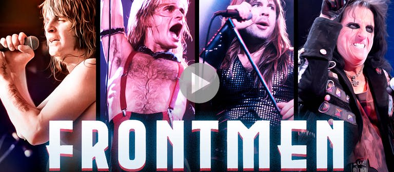 Illustration der "Frontmen"; Ozzy Osbourne (Black Sabbath), Bruce Dickinson (Iron Maiden), David Lee Roth (Van Halen) und Alice Cooper (Foto: SWR)