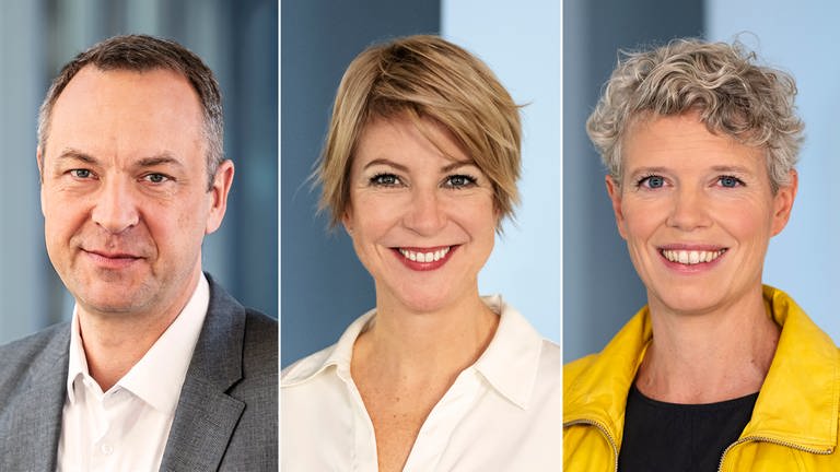 Das neue Kommunikations-Team (v. l.): Volker Schwenck, Stefanie Germann, Stefanie Zenke. (Foto: SWR, Patricia Neligan)