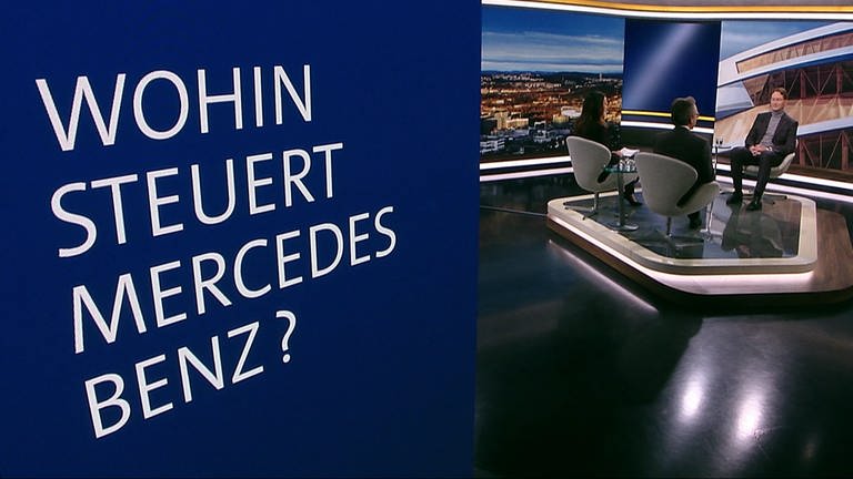Mercedes-Benz-Chef Ola Källenius äußert sich zum ersten Mal ausführlich im deutschen Fernsehen. Das Interview wurde geführt von SWR-Chefredakteur Fritz Frey und Plusminus-Moderatorin Alev Seker. (Foto: SWR)