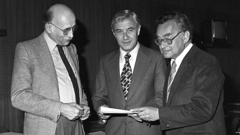 Dieter Ertel, Willibald Hilf und Hubert Locher bei der Wahl des Intendanten und der Direktoren im September 1980 (Foto: SWR, Rolf Bayer)