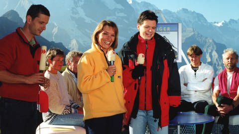 Liveübertragung der Durchsteigung der Eiger-Nordwand mit den Moderatoren Evelin König und Michael Wirbitzky (Foto: SWR, Gitzinger)