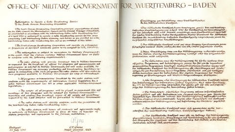 Die Urkunde der Militärregierung aus dem Jahr 1949 (Foto: SWR)