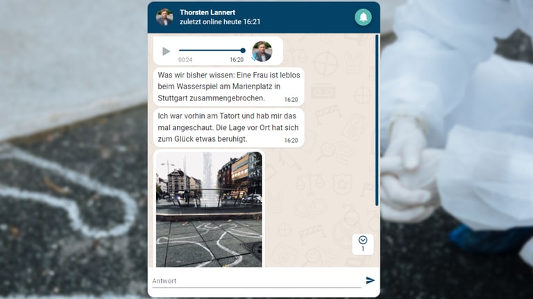 Ein Screenshot vom Tatort-Game Messenger, ein digitales Produkt des SWR X Lab, mit dem ein Tatort Kriminalfall in digitaler Umgebung gelöst werden kann. (Foto: SWR)