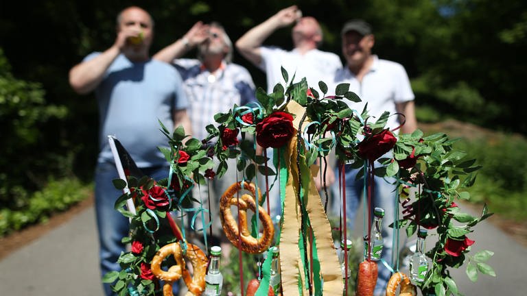 Vielerorts ziehen Männer am Vatertag mit dem Bollerwagen und jeder Menge Alkohol los (Foto: dpa Bildfunk, picture alliance / Ina Fassbender/dpa)