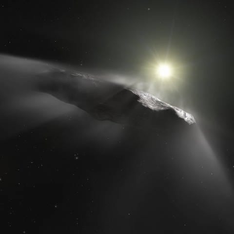 Künstlerische Darstellung des interstellaren Asteroiden Oumuamua (Foto: IMAGO, imago images / ZUMA Press)