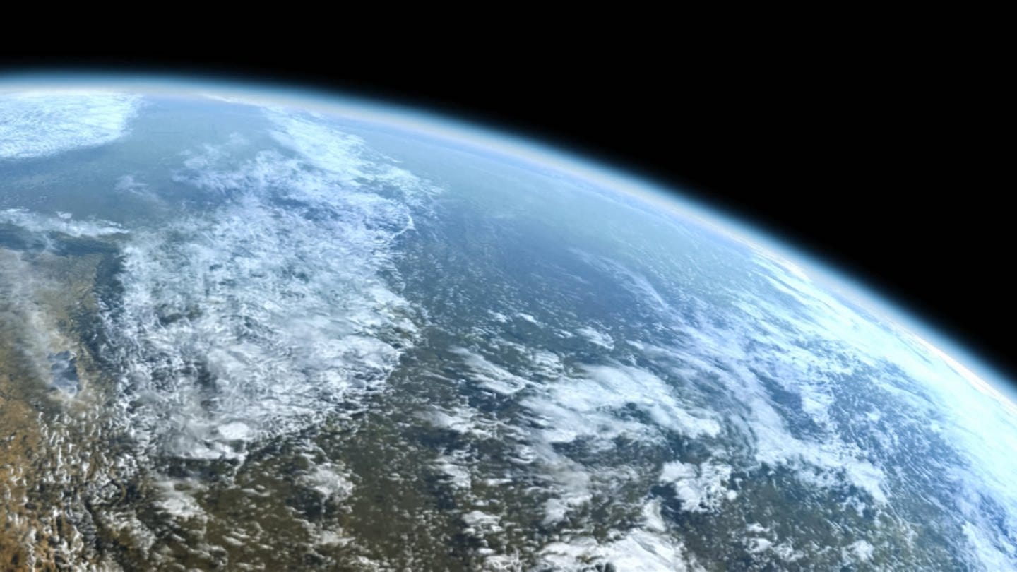 Blick auf die Erde aus dem Weltraum. Der Weltraum beginnt in einer Höhe von 100 km. (Foto: picture-alliance / Reportdienste, picture alliance / Zoonar | Andrey Nyrkov)