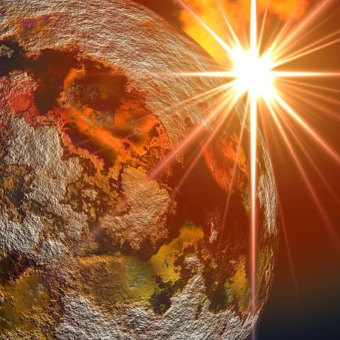 Mars mit aufgehender Sonne (computergeneriertes Bild) (Foto: IMAGO, IMAGO / imagebroker)