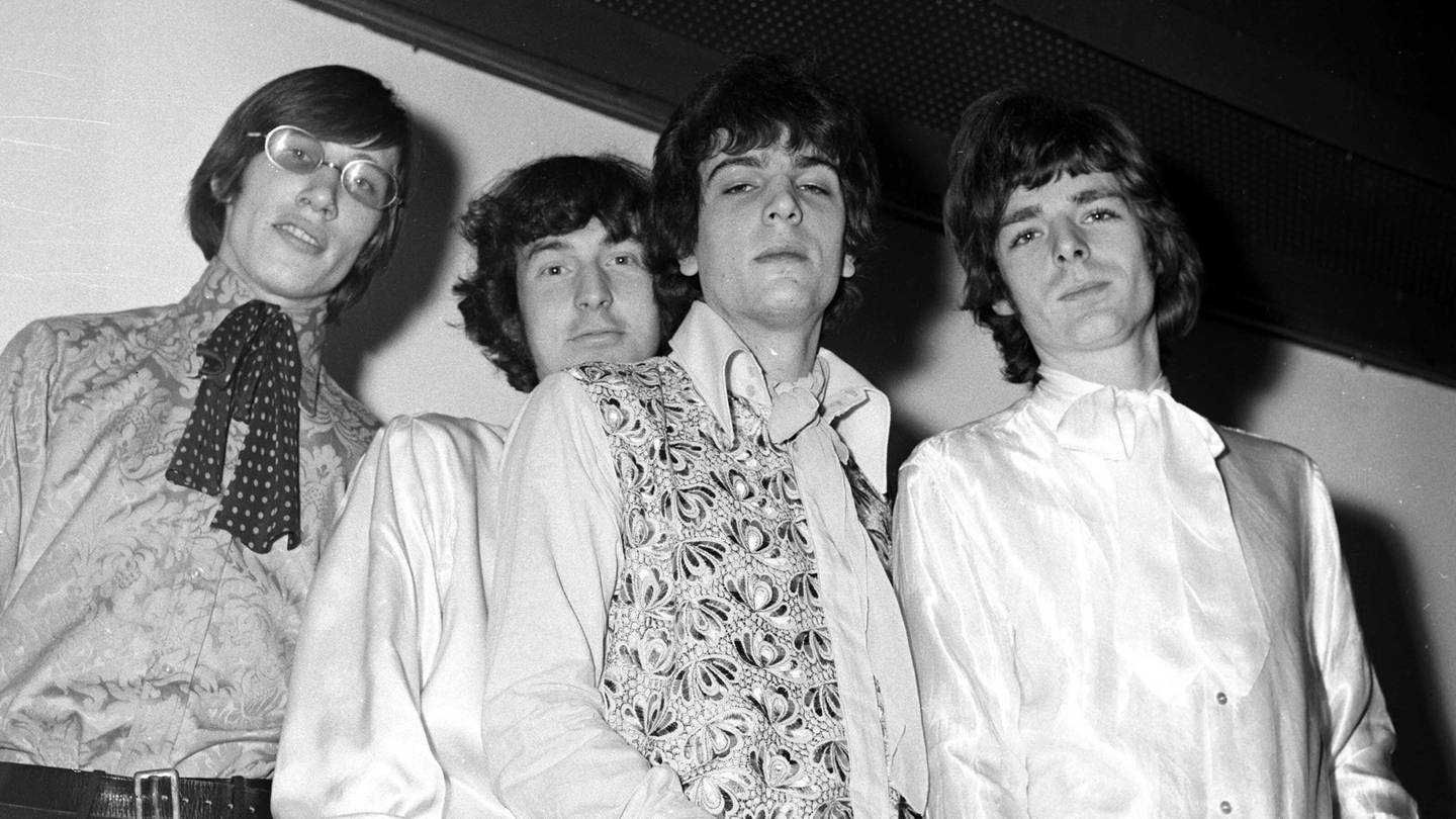 The Pink Floyd (v.l.n.r.) Roger Waters, Nick Mason, Syd Barrett und Rick Wright (März 1967)