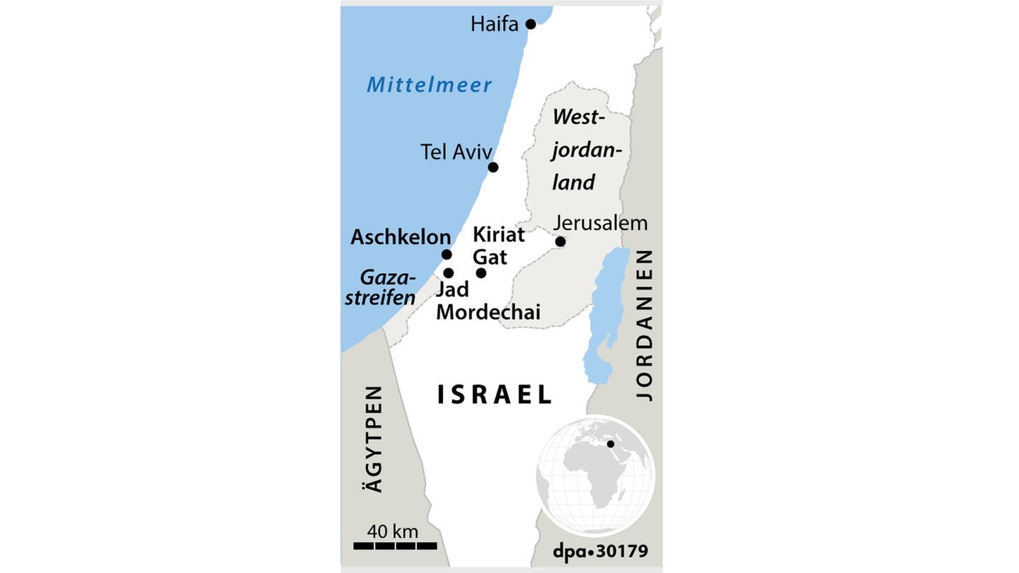 Karte von Israel mit Gazastreifen und Westjordanland (Foto: picture-alliance / Reportdienste, picture-alliance/ dpa-infografik | dpa-infografik)
