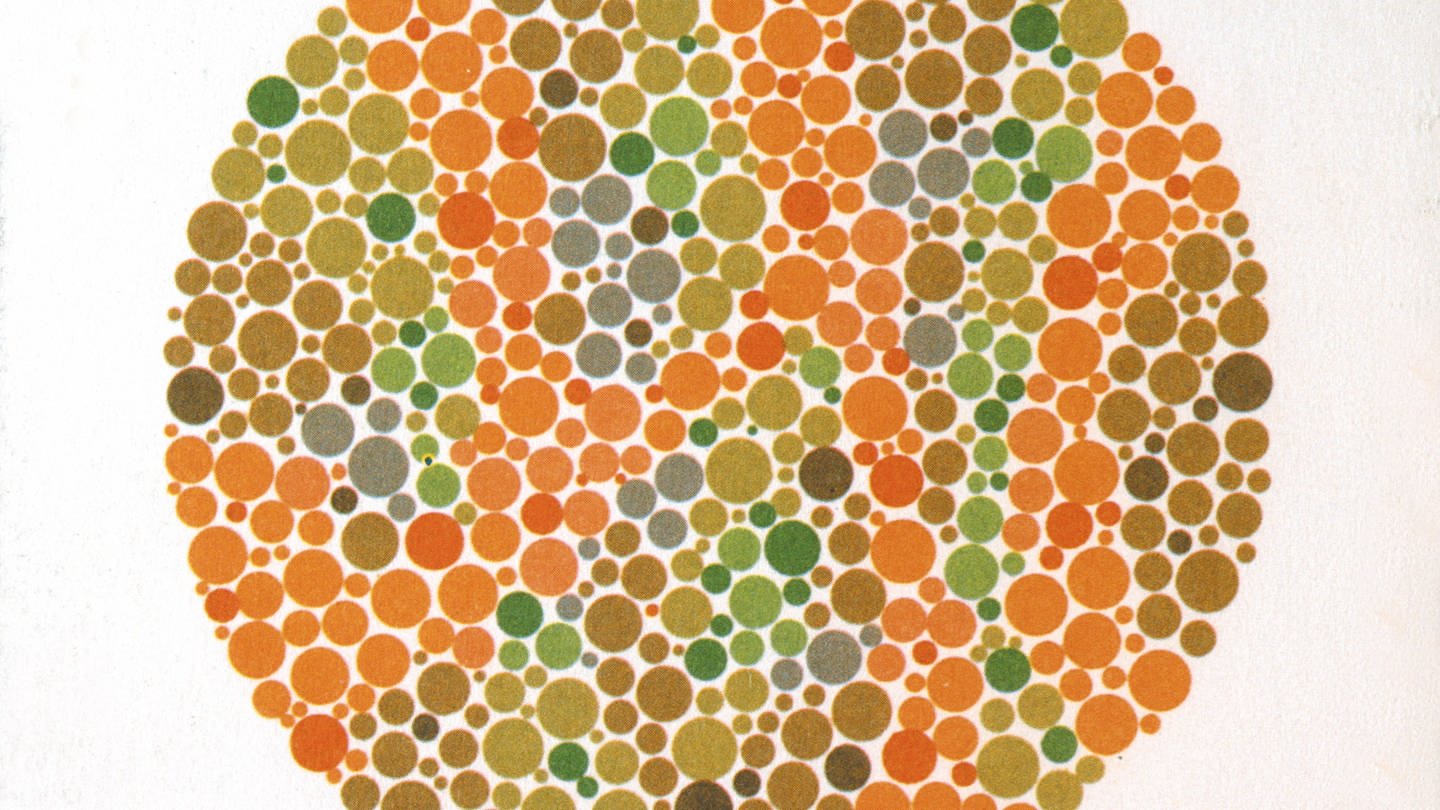 Ishihara-Farbtafel für Farbsehtests: Ob Menschen Dinge gleich wahrnehmen, weiß man nicht. Es ist sogar wahrscheinlich, dass Menschen Dinge tatsächlich unterschiedlich wahrnehmen, auch Farben. (Foto: IMAGO, IMAGO / Kena Images)