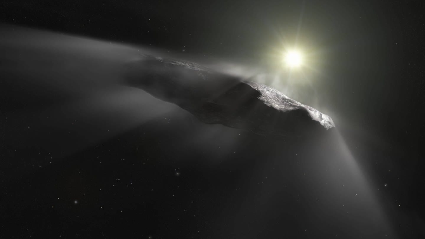 Künstlerische Darstellung des interstellaren Asteroiden Oumuamua (Foto: IMAGO, imago images / ZUMA Press)