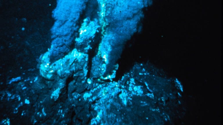 Schwarzer Raucher an einer hydrothermalen Quelle im mittelozeanischen Rücken im Atlantik (Foto: IMAGO, IMAGO / United Archives International)