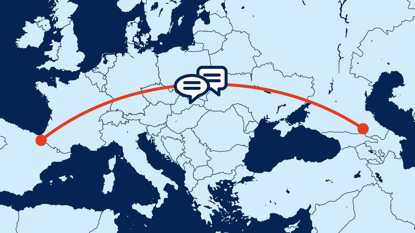 Karte von Europa zeigt Entfernung zwischen Baskenland und Tschetschenien (Foto: SWR, SWR Grafik und Design)