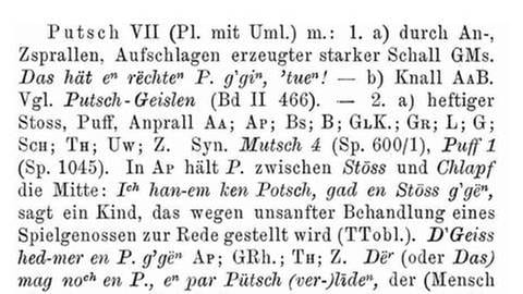 Aus dem Wörterbuch der schweizerdeutschen Sprache