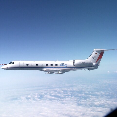 Mit dem Forschungsflugzeug HALO (High Altitude and Long Range Research Aircraft) soll unter anderem der EInfluss des Menschen auf das Klima erforscht werden. (Foto: Pressestelle, DLR)