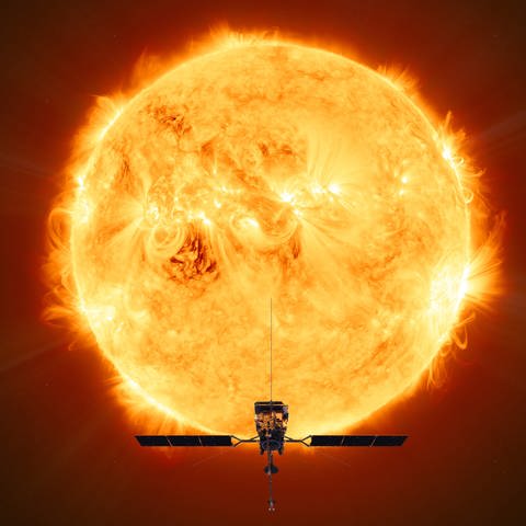 Solar Orbiter wird so nahe wie möglich an die Sonne heranfliegen. Dabei ist die Hitze die größte Herausforderung. (Foto: ESA/ATG medialab)