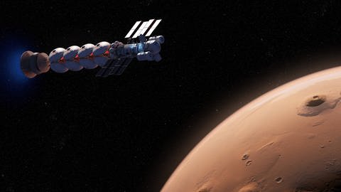 Raumsonde auf dem Weg zum Mars (Foto: IMAGO, imago images / Science Photo Library)