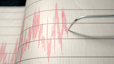 Seismograph mit roten Ausschlägen: Führt der Klimawandel zu mehr Erdbeben? (Foto: IMAGO, IMAGO / agefotostock)