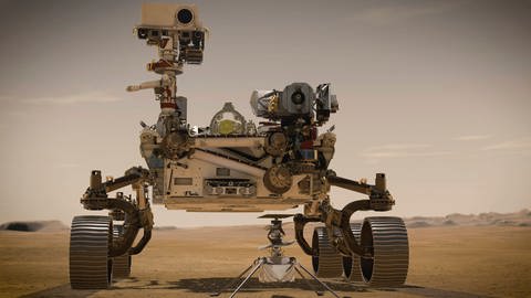 Mars-Rover Perseverance mit Mars-Helikopter Ingenuity (Foto: IMAGO, IMAGO / ZUMA Wire)